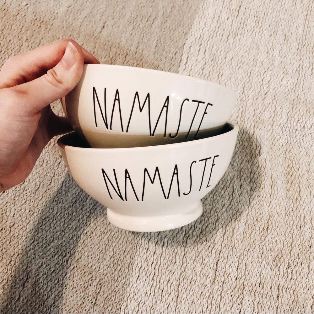 Rae Dunn Namaste Bowl Set (Blue Inside) x2